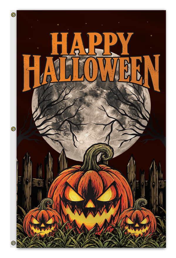 Happy Halloween Moon 5'x3' Flag