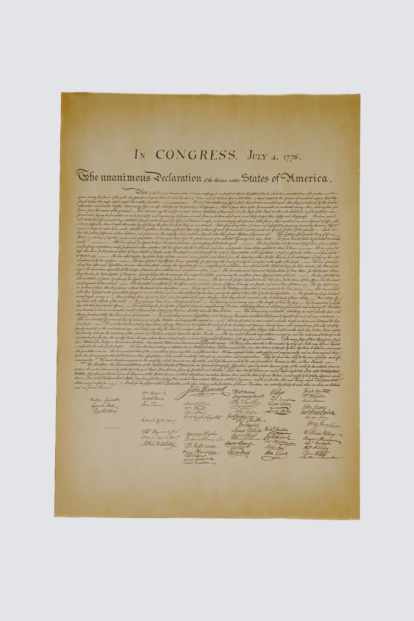 The Declaration of Independence: Canvas Edition