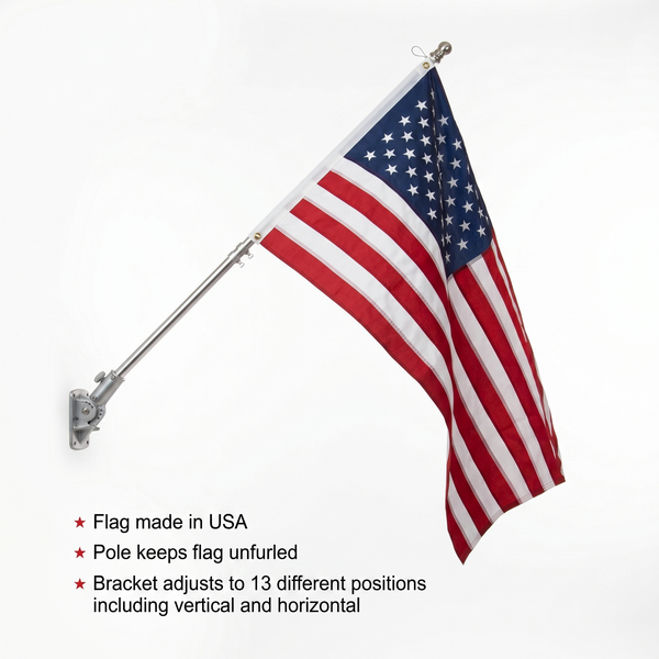 House Mounted US Flag Pole Set