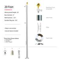 20 Foot Commercial Flagpole