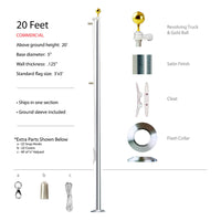 20 Foot Commercial Flagpole