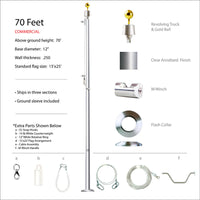 70 Foot Commercial Flagpole