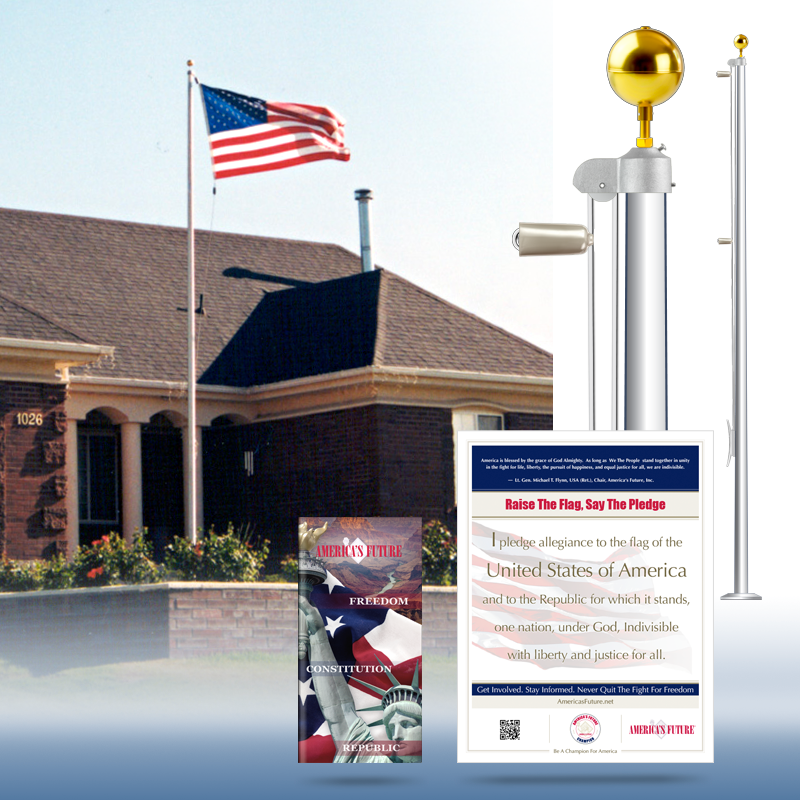 Ground Mount 20 ft x 3 in diameter Aluminum 1-piece Flagpole with 3'x5' Nylon US Flag