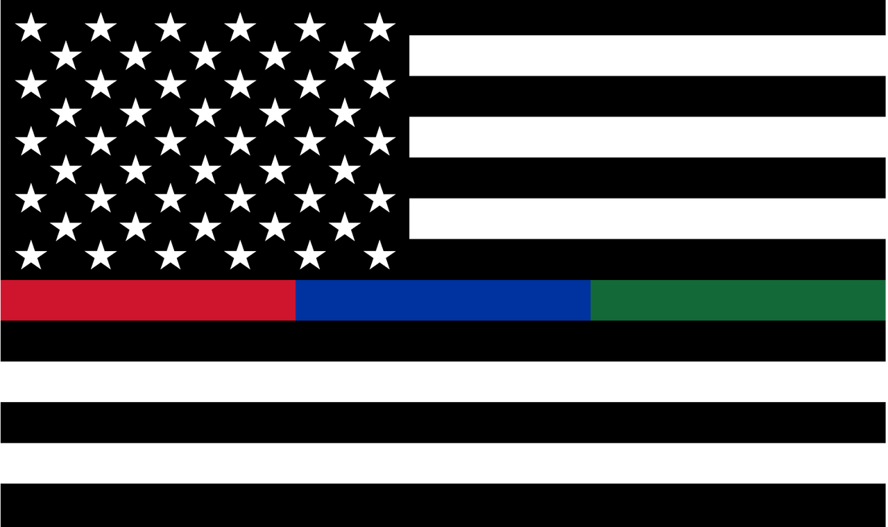 Thin Red- Blue-Green Line Flag