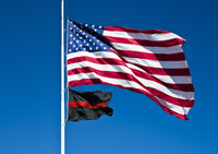 Commercial grade Thin Red Line flag with the flag of the United States of America